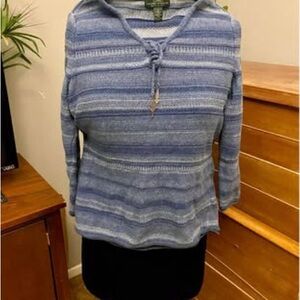 Vintage 1990s 2000s Y2K RLR Ralph Lauren Blue Striped Cotton Sweater Small